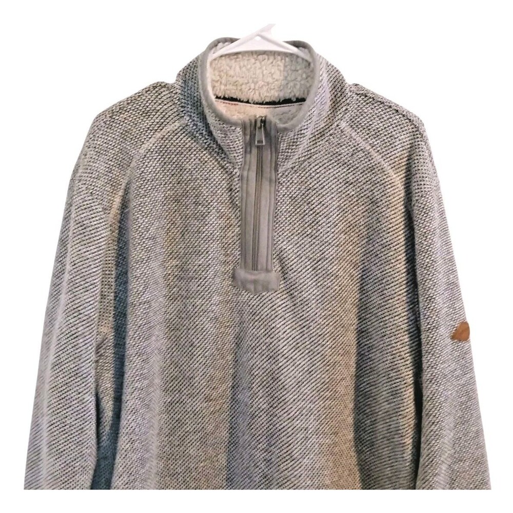 Orvis Men’s Quarter Zip Gray Brighton Sherpa Lined Pullover Sweater Sz XL Jacket - Picture 2 of 8
